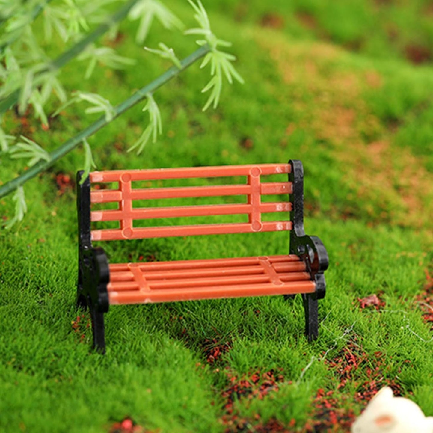 Miniature Park Bench Set 2-Pack - 1:12 Scale Brown Garden Seats with Realistic Detailing, Tiny Park Benches for Dollhouse and Fairy Garden Accessories, Train Platform and Miniature Landscape Décor