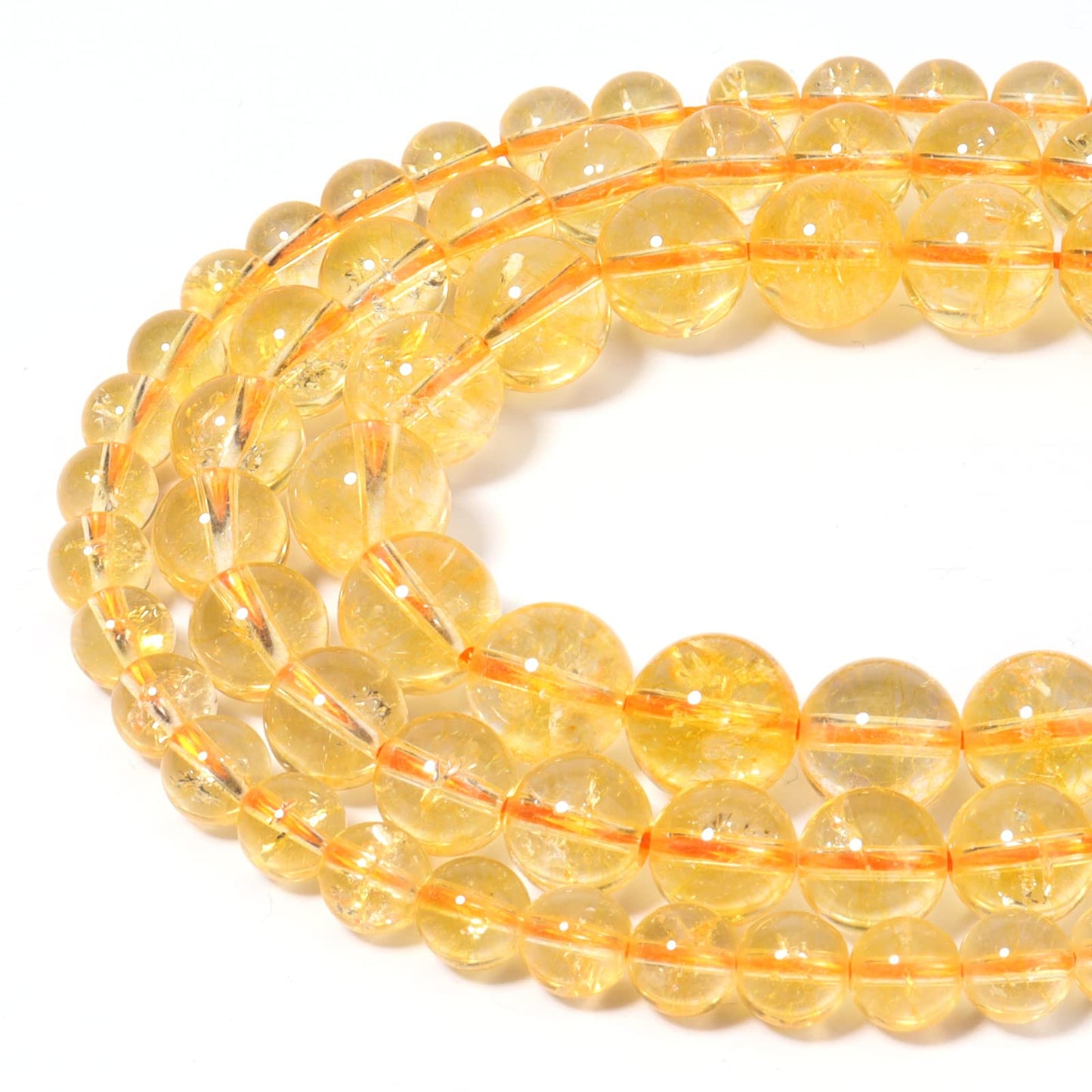 35pcs 10mm Natural Citrine Beads Gemstone Beads Energy Healing Crystal Round Loose Stone Beads for Jewelry Making, DIY Bracelets Necklaces