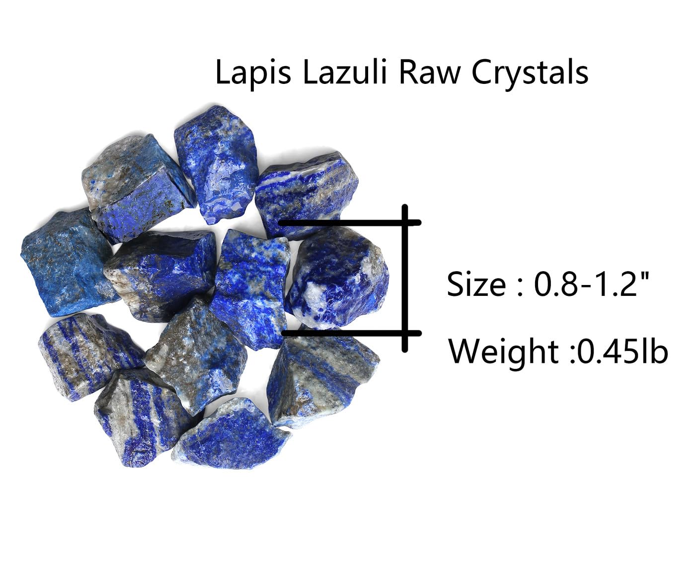 QINJIEJIE Lapis Lazuli Raw Crystals Natural Rough Stones Bulk Large 0.8-1.2" Rocks Reiki Gemstones Fountain Rocks for Tumbling Cabbing Polishing Wire Wrapping Wicca Decoration 0.45 lbs
