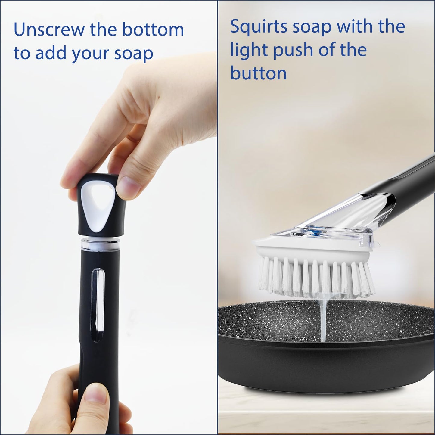 RIMAY Soap Dispensing Dish Brush, Dish Scrubber with Soap Dispenser, Dish Soap Brush, Dish Wand with Soap Dispenser Kitchen Brush for Dishes, Pans, Sink, Pots