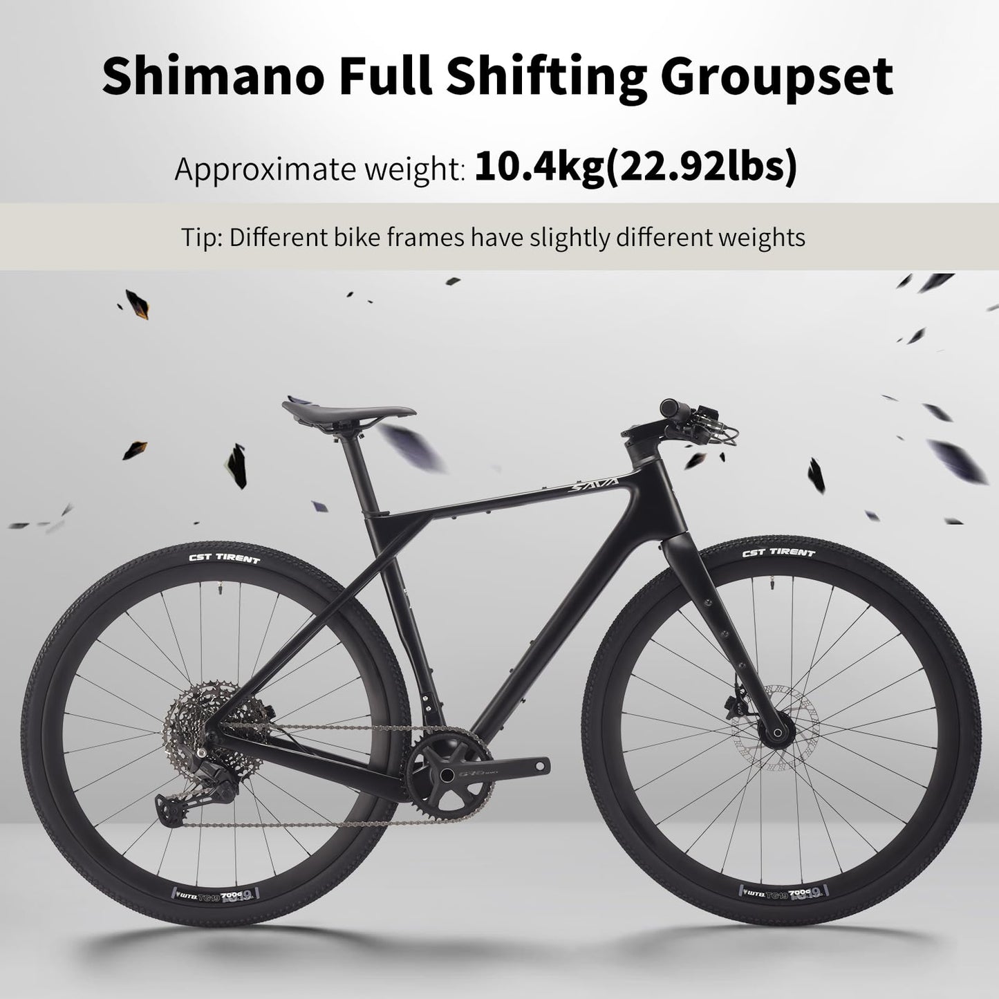 SAVADECK Carbon Gravel Bike - T800 Carbon Frame & Fork | Shimano U6000 11-Speed Groupset | Hydraulic Disc Brakes | 700CX40mm All-Terrain Tires | Men & Women Road/Off-Road Bicycle (Black, 58cm)