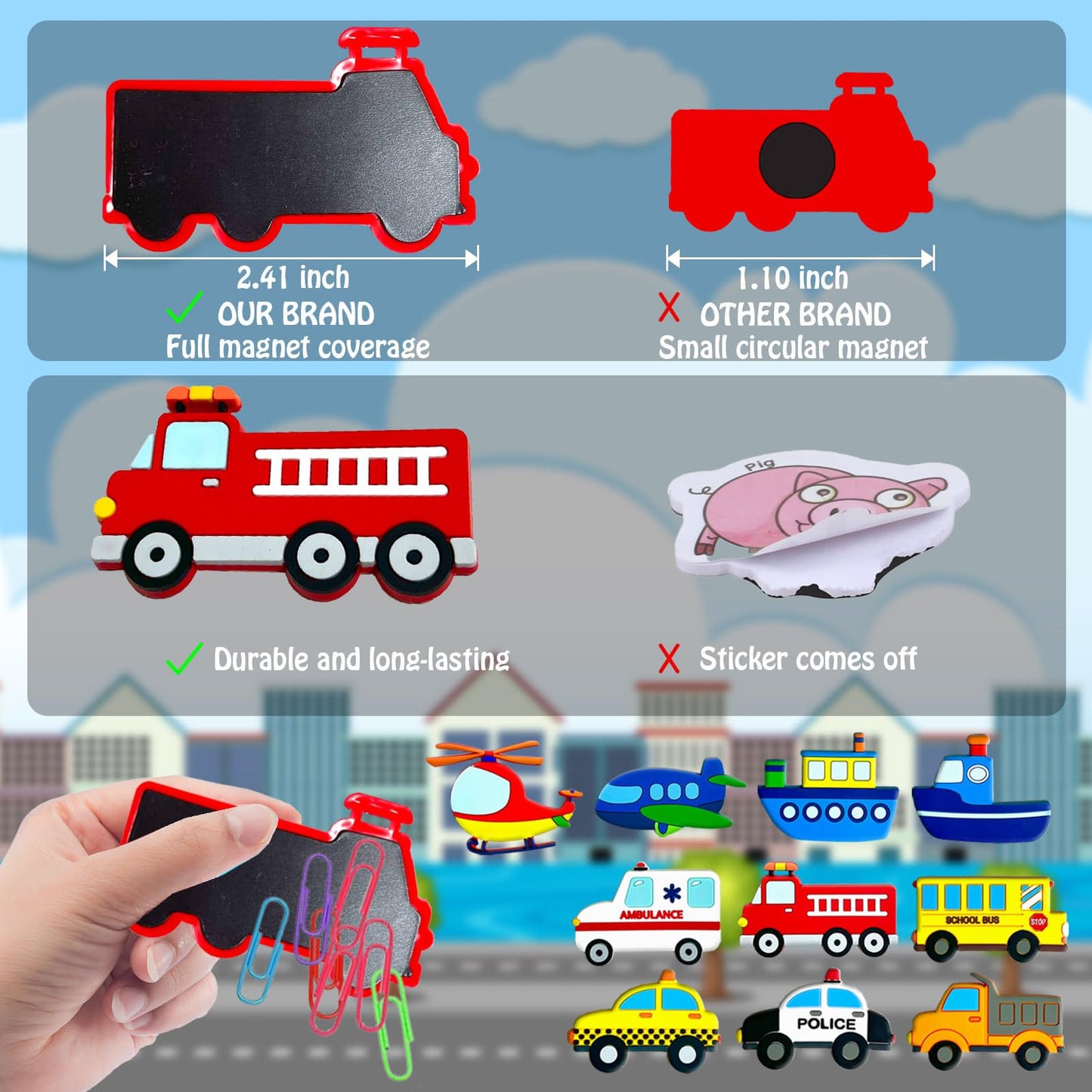 QZCPGP Fridge Magnets for Toddlers,Transportation Refrigerator Magnets for Kids,Car Boat Aircraft Vehicle Fridge Magnetic,Baby Learning Magnet Educational Toys Gift for Whiteboard