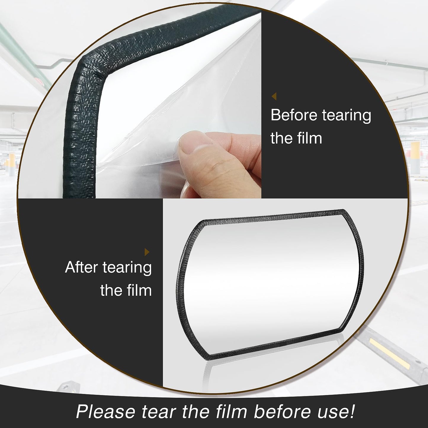 2 Pcs Garage Parking Indoor Acrylic Convex Security Mirror, 18" x 12" Rectangular Convex Corner Blindspot Mirror with Protective Film for Driveway Traffic
