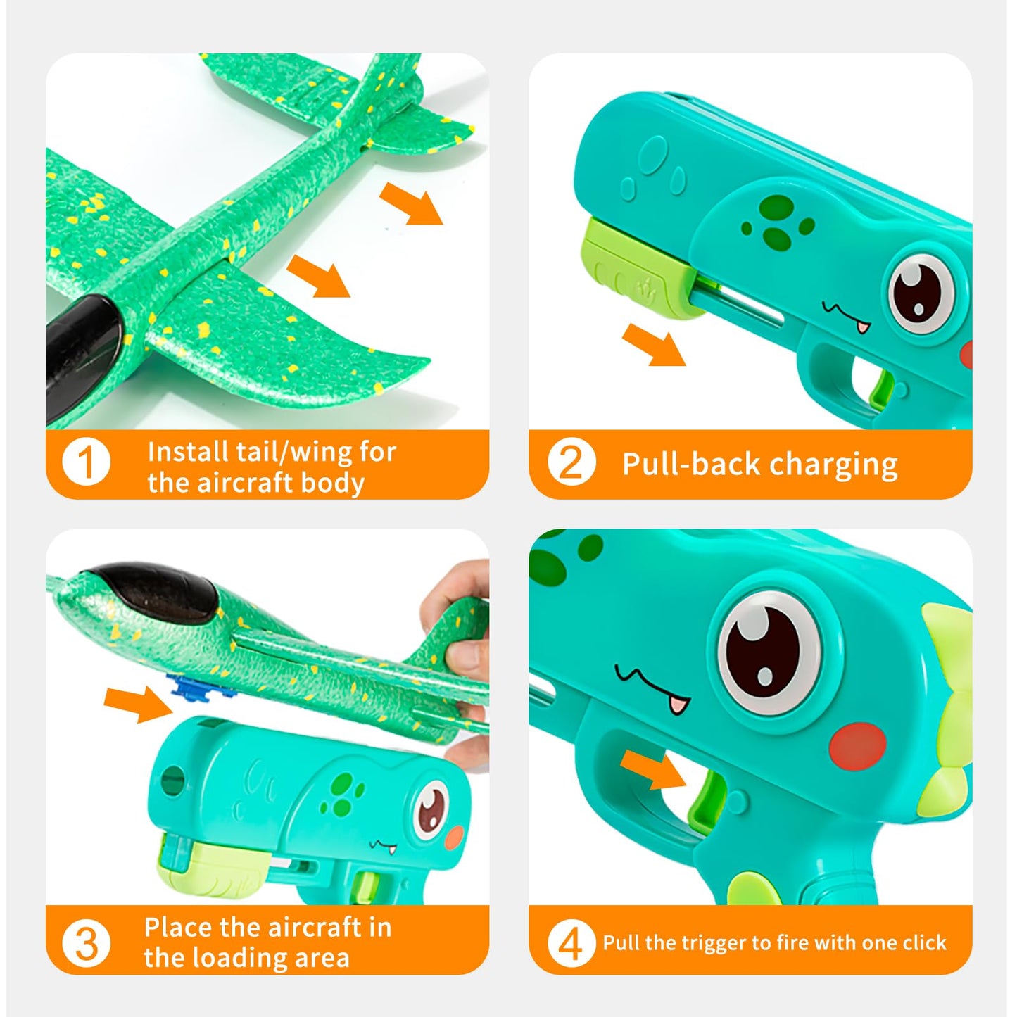 3 Airplane Launcher Toys, 13.2 inch LED Foam Glider Airplane Toys, Suitable for Boys Outdoor Flying Toys, 2 Flight Modes, Birthday Gifts 4 5 6 7 8 9 10 11 12 Year Old Boys and Girls