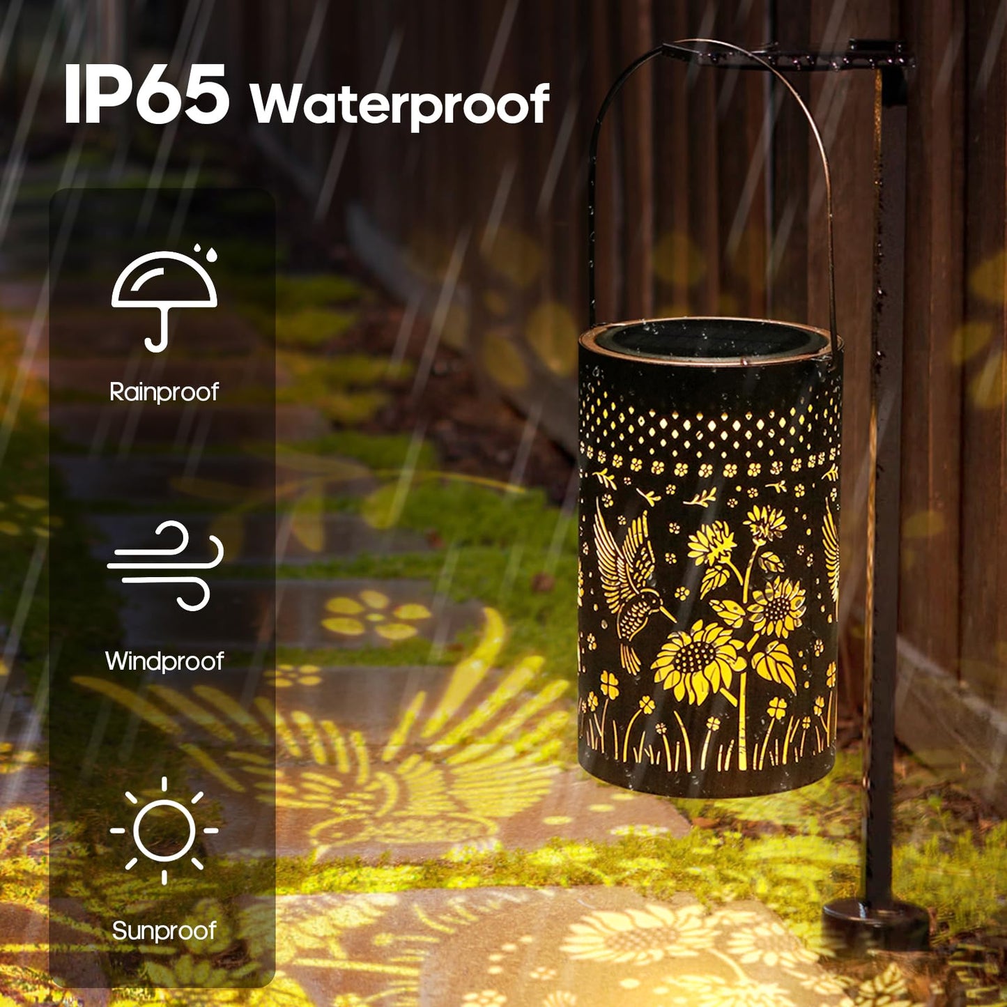 Solar Lanterns Outdoor Waterproof Mother’s Day Gifts Hummingbird Sunflower Garden Decor, Best Gifts for Mom Women Grandma, Hanging Metal Lantern Lights for Patio, Pathway, Yard, Landscape, Lawn