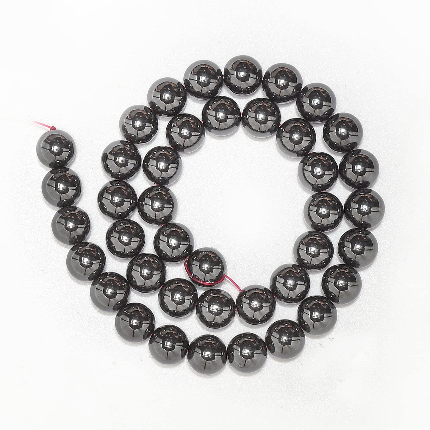 60pcs 6mm Natural Black Hematite Gemstone Beads Energy Healing Crystal Round Loose Stone Beads for Jewelry Making, DIY Bracelets Necklaces