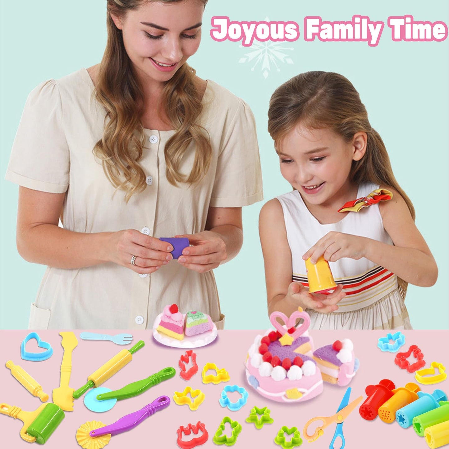 iShyan Dough Tools for Kids, 24 Pieces Dough Play Tools Set with Rolling Pins,Cutters,Dough Extruders,Scissor