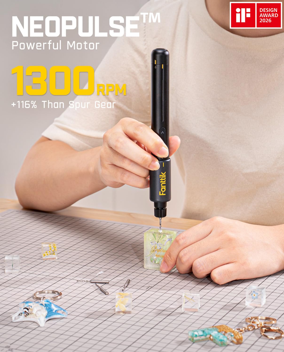 Fanttik K2 Nano Power Drill, Hand Drills, 20 Bits, 800mAh Rechargeable, Tool Kit for DIY Projects, Shells, Plastic, Jewelry, PCB, Aluminum Plate