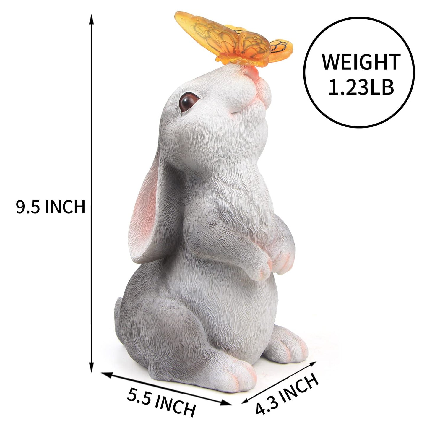 PaLuQiYa Garden Statue Outdoor Decor-Rabbit with Solar Butterfly Changing Lights Garden Statues,Bunny Statue for Patio,Balcony,Yard,Lawn Ornament,Gardening Gifts for Mom Grandma