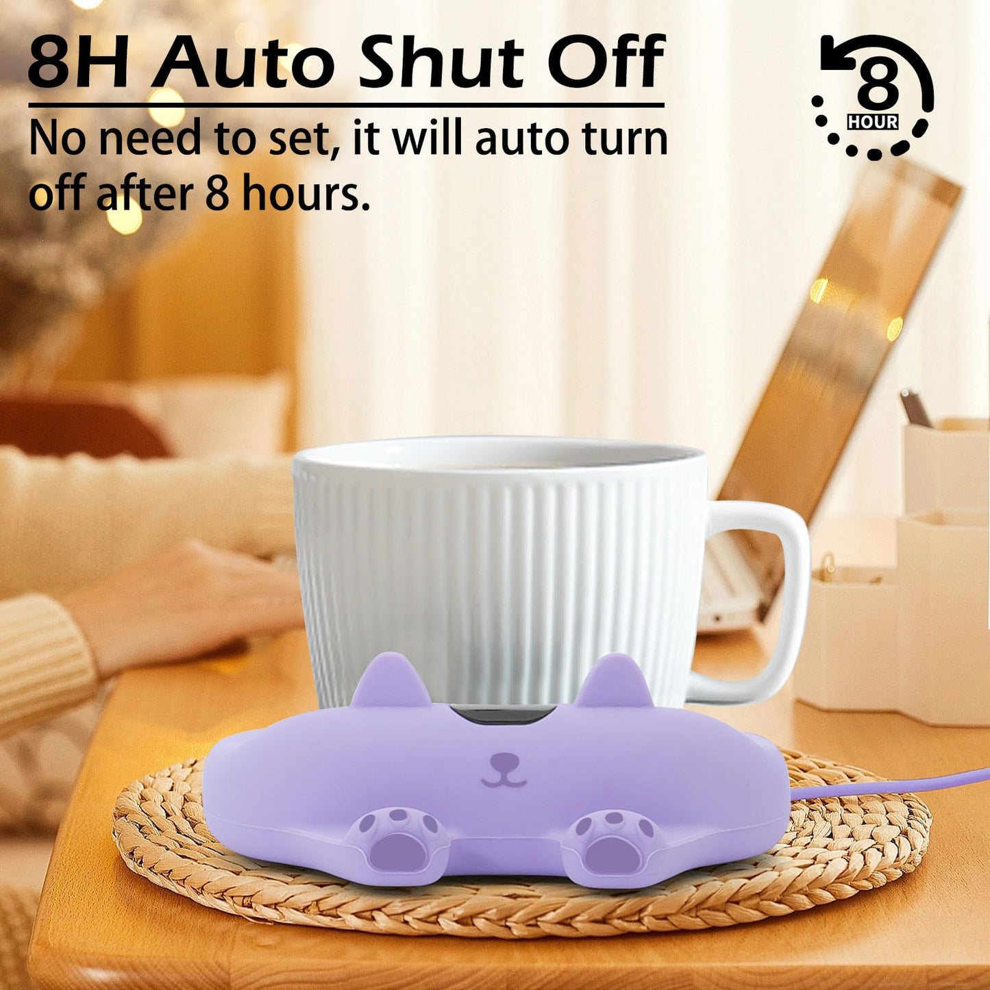 PUSEE Mug Warmer,Coffee Warmer for Desk Candle Warmer Auto Shut Off,Coffee Cup Warmer with 3 Temp Settings,Electric Beverage Warmer Plate for Coffee,Tea,Water Milk and Cocoa(Not Include Cup)