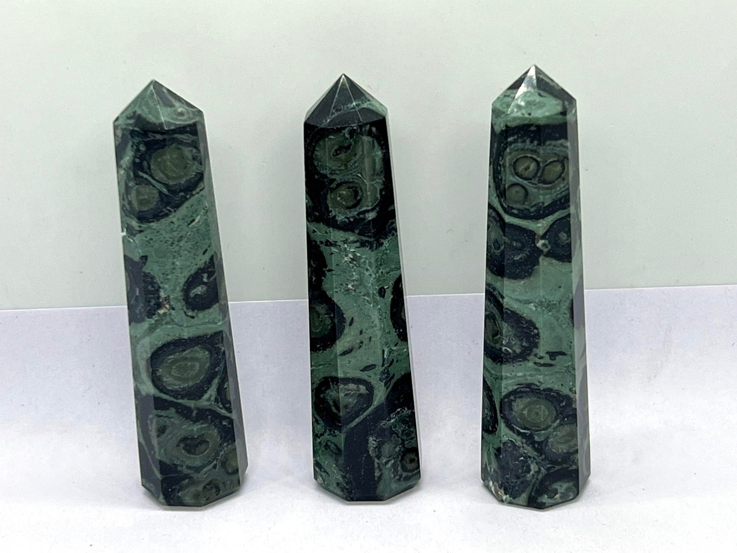 WholesaleGemShop 3 Inch (70 mm) Gemstones Kambaba Jasper Obelisk Tower Jumbo Facet Aura Rock Crystal Natural Polished Earth Wand Spirit