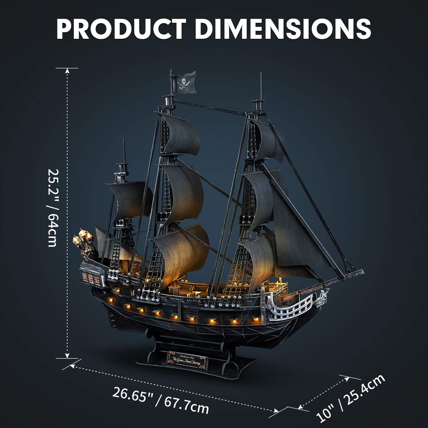 CubicFun 3D Puzzles for Adults Home Decor Pirate Ship Gifts for Men Women Model Kits Brain Teaser Gifts for mom,Queen Anne's Revenge 340 Pcs