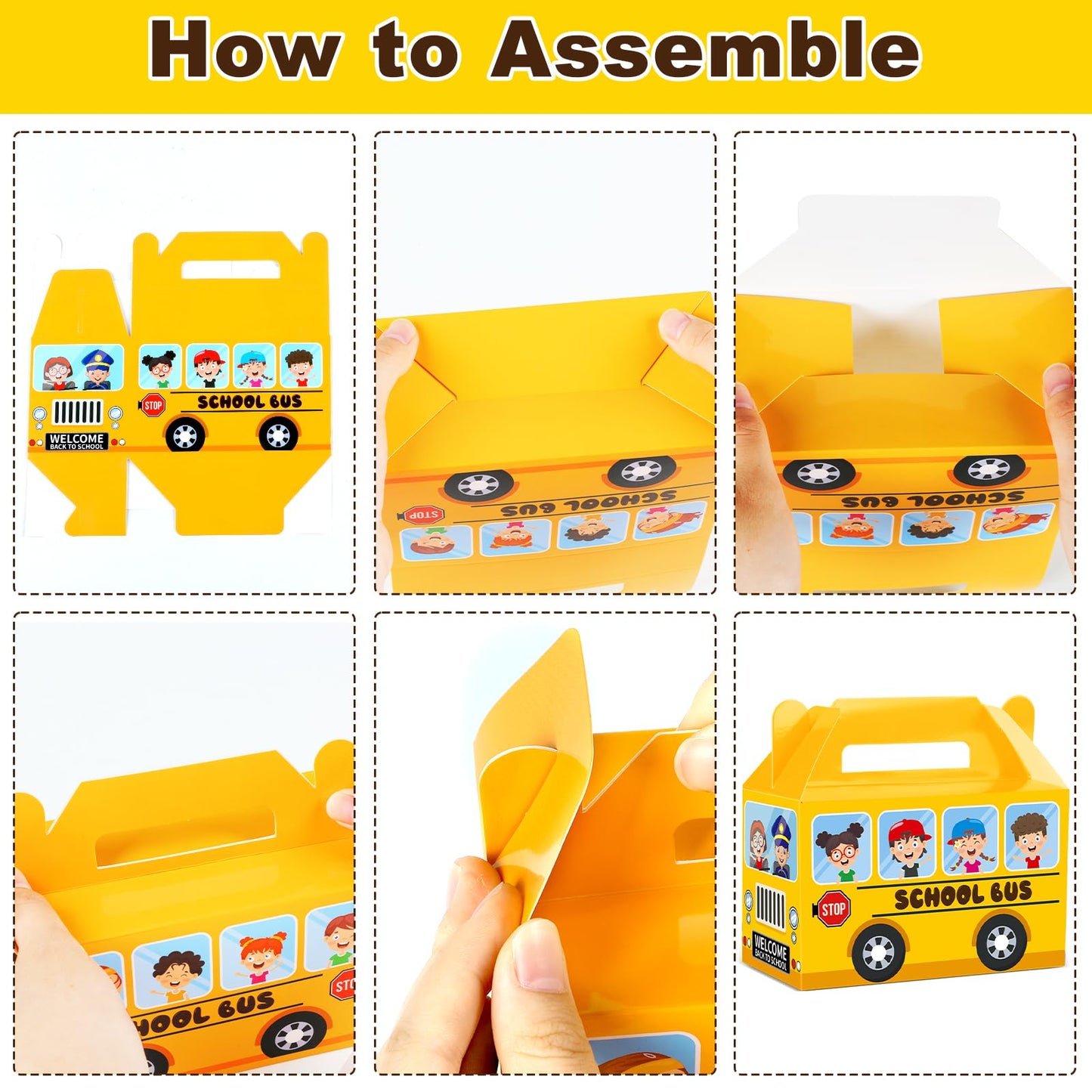 ojustbeok 24Pcs School Bus Party Treat Boxes School Bus Gift Box Party favor Yellow School Bus Goodie Gift Boxes for Kids Classroom Decorations Welcome Back to School Birthday Baby Shower Supplies