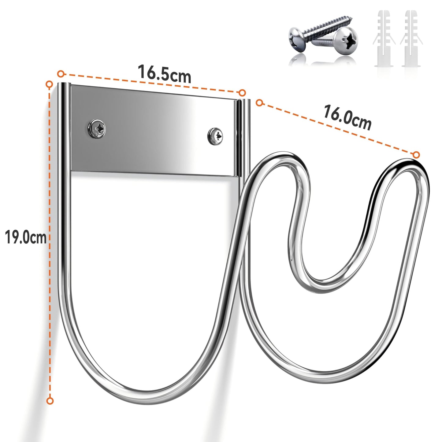 Stainless Steel Garden Hose Holder - Extra Large Heavy Duty Silver SS304 Wall Mounted Hanger for Water Hose, Extension Cords, Vacuum Lines, Anti-Rust