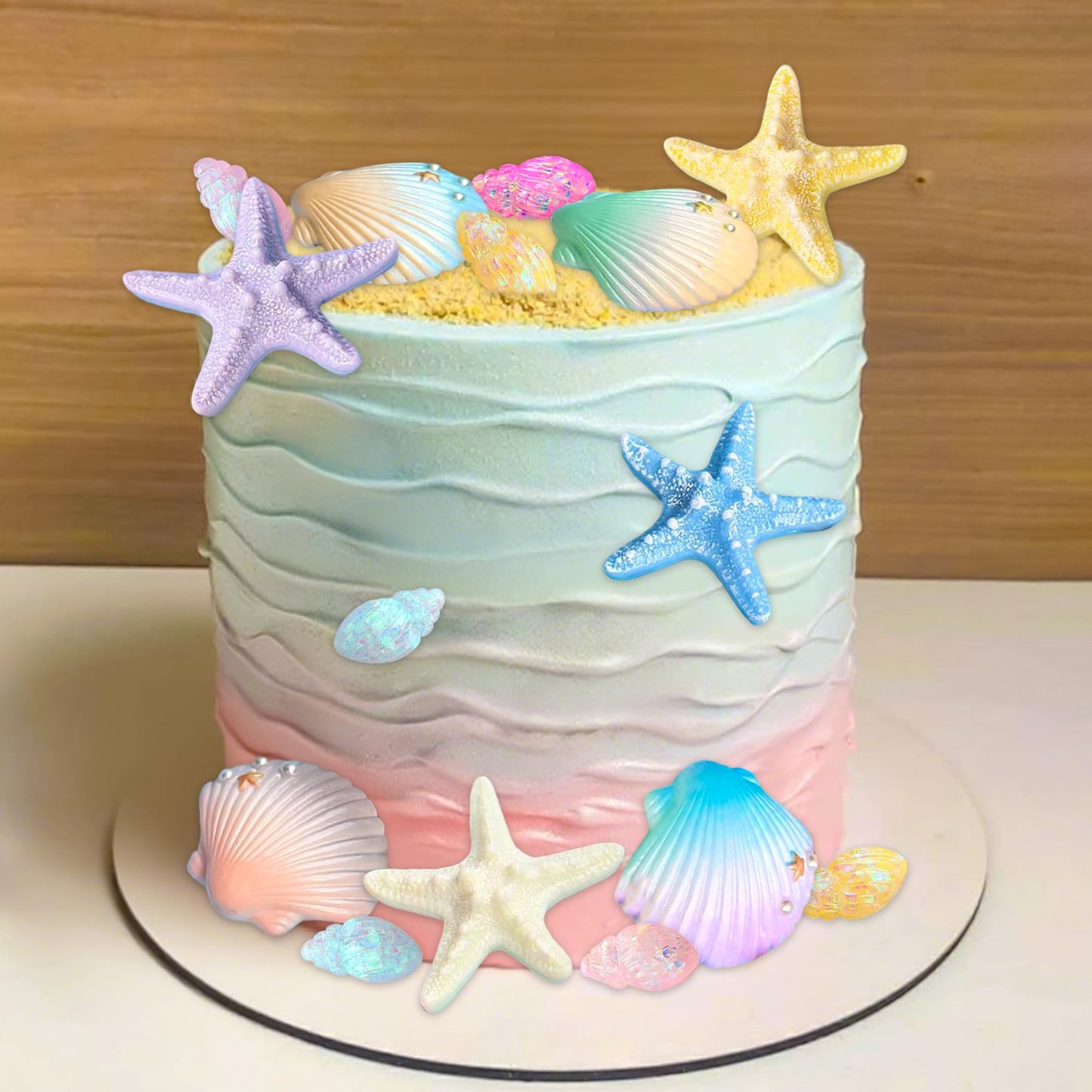 Under the Sea Cake Topper Beach Seashells Cake Decorations Ocean Under the Sea Birthday Party Decor Shells Starfish Cake Topper Summer Beach Baby Shower Party Supplies
