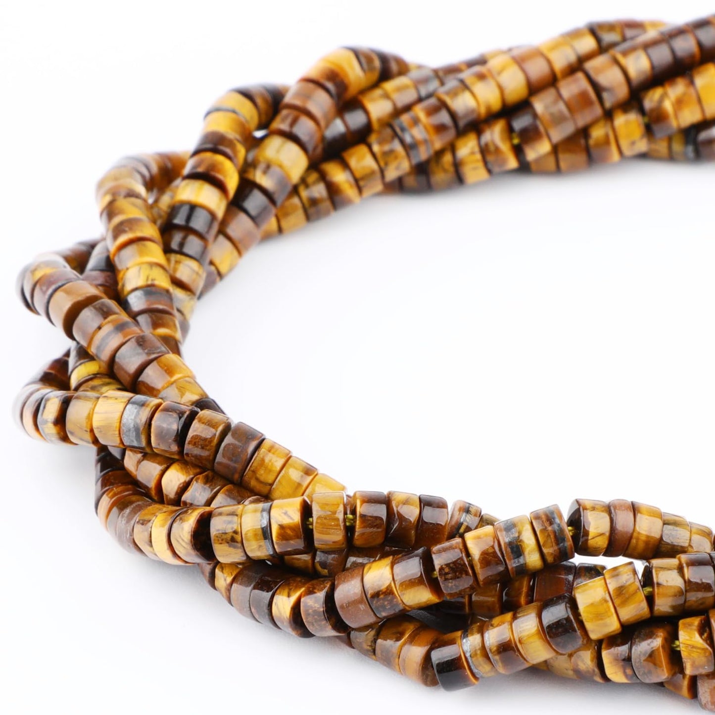 Natural Yellow Tiger's Eye Heishi Spacer Beads Loose Semi Precious Flat Round Gemstone Disc Shape Stone for Beading Jewelry Making 4x2mm 15.5"