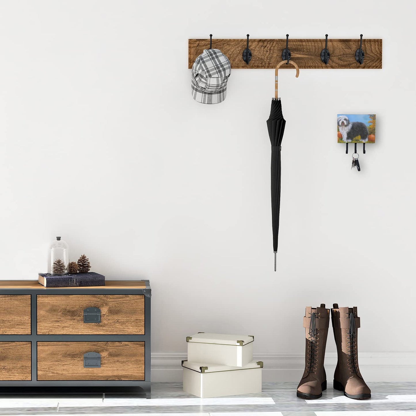 Caroline's Treasures PPP3265TH68 Old English Sheepdog Ocotoberfest Leash or Key Holder, Wall Hooks, Key Hooks Holder, Coat Rack Wall Mount, Coat Hooks, Hooks for Hanging Keys, Towels, Aprons, Leashes,