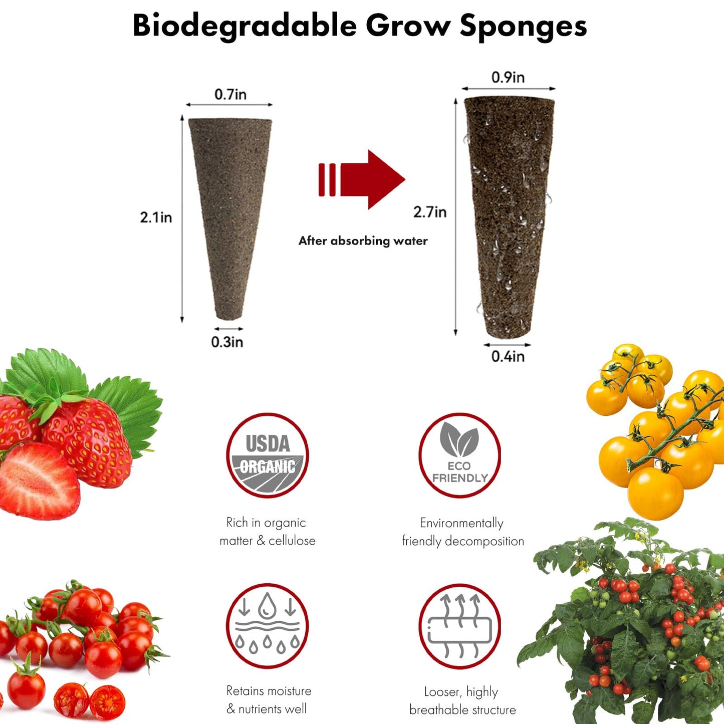 Strawberry Seed Pods for AeroGarden, Ahopegarden, iDOO Hydroponics Growing System, 350 Seeds+ Germination Including Red Cherry Tomato Golden Cherry Tomato, White Strawberry, Red Strawberry (7-Pods)
