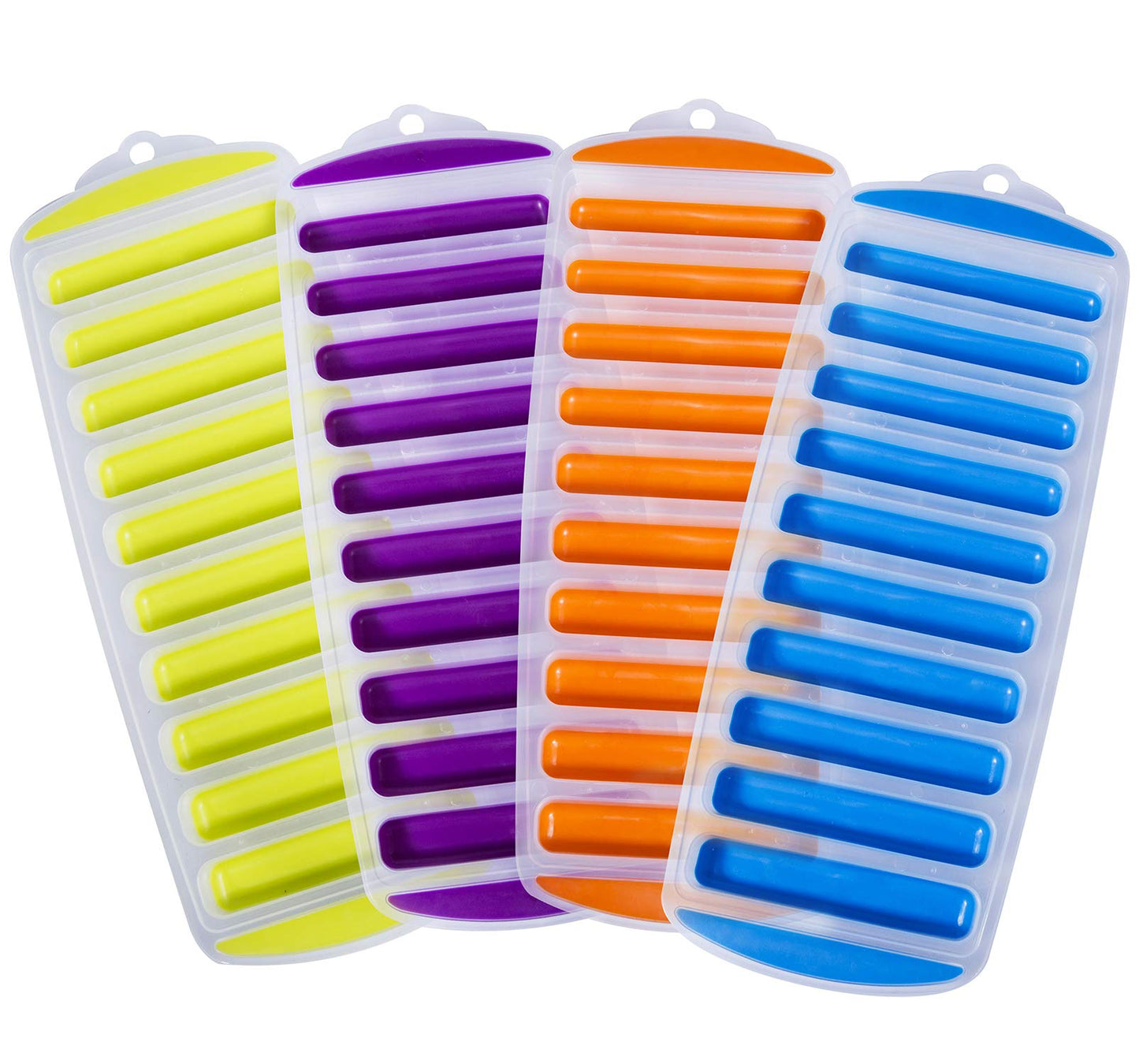 Ozera 4 Pack Ice Cube Trays, Narrow Water Bottle Ice Cube Tray Stick, Silicone Ice Trays for Freezer with Easy Push and Pop Out Material, Ideal for Sports and Water Bottles