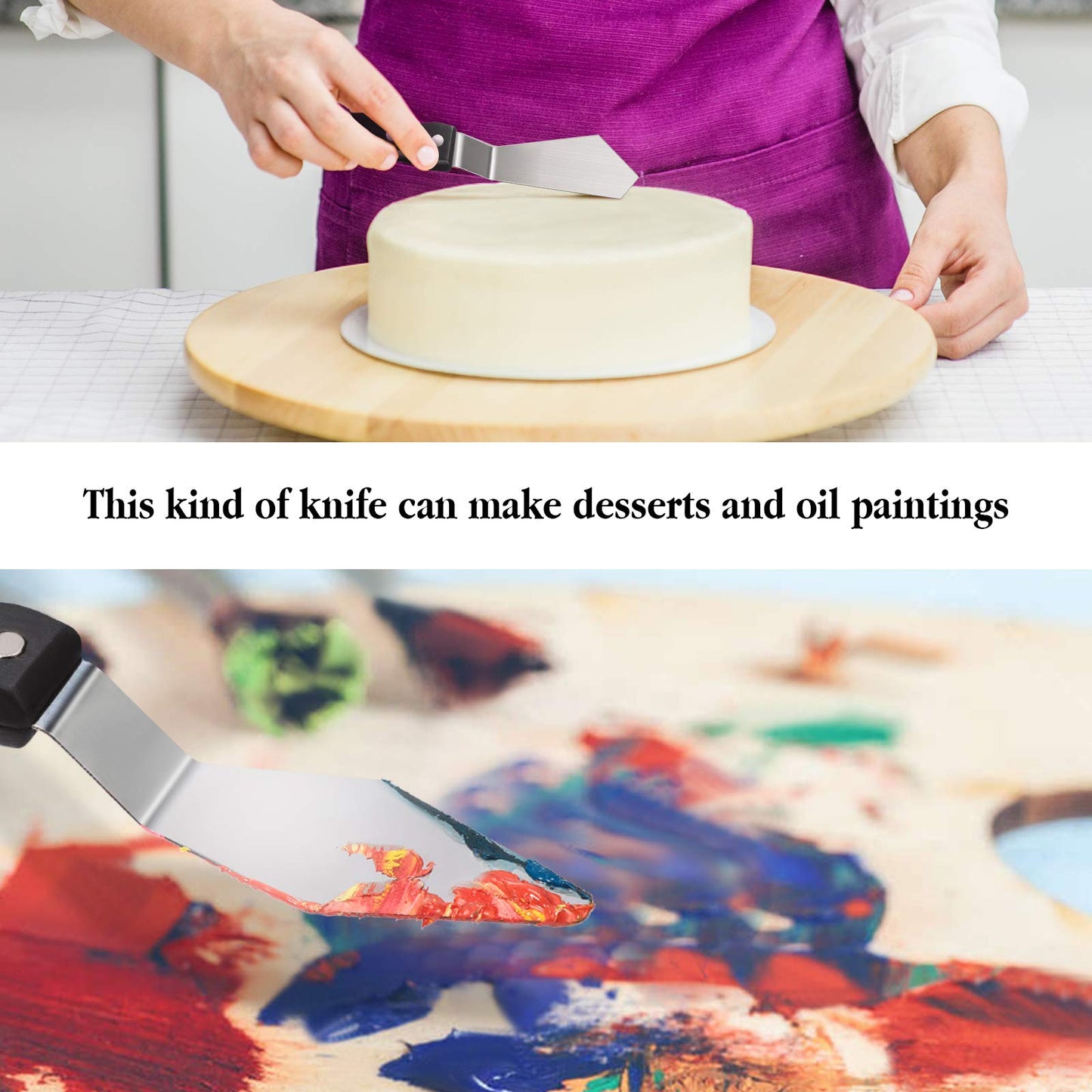 5-piece Large Palette Knife Set Stainless Steel Painting Knives with Wood Handles for Acrylic & Oil Painting Canvas Texturing, Impasto, Color Mixing – Art Supplies for Artists and Beginners
