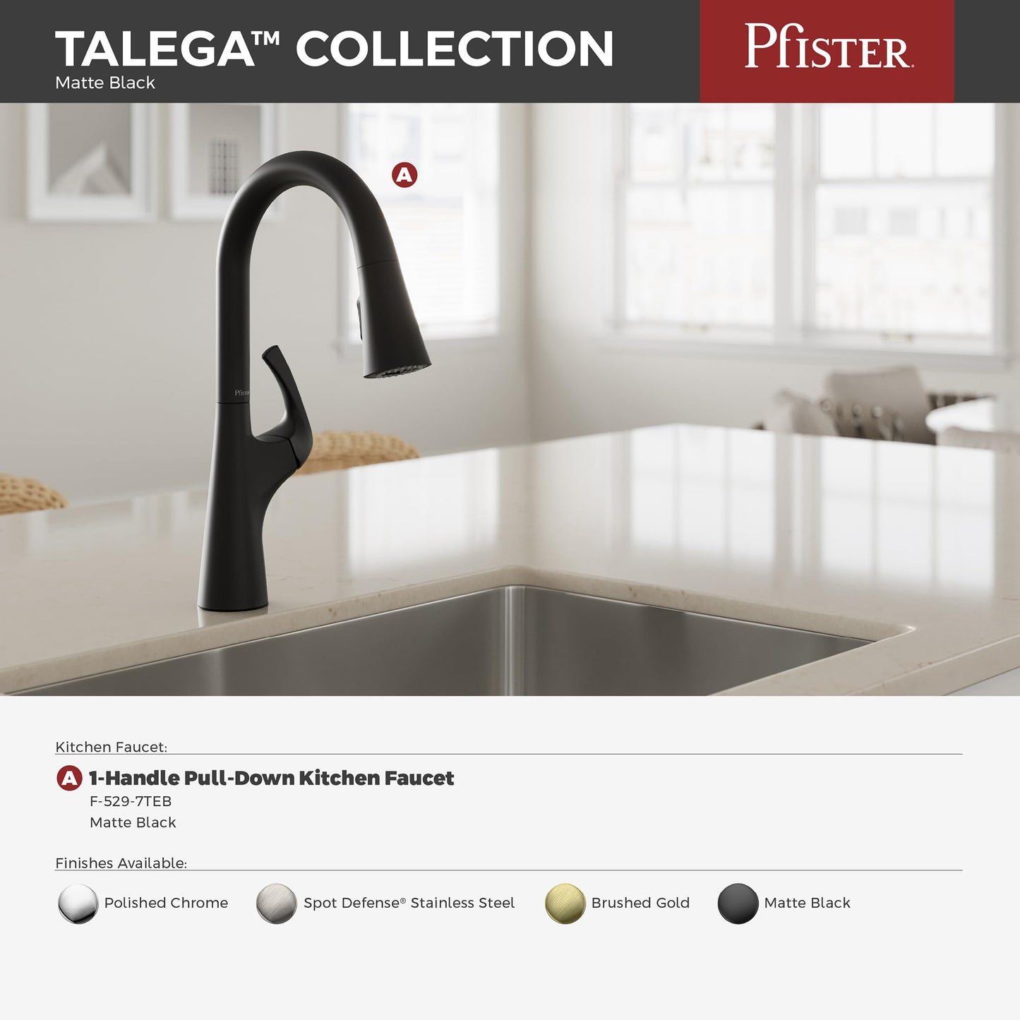 Pfister Talega Pull-Down Kitchen Faucet in Matte Black