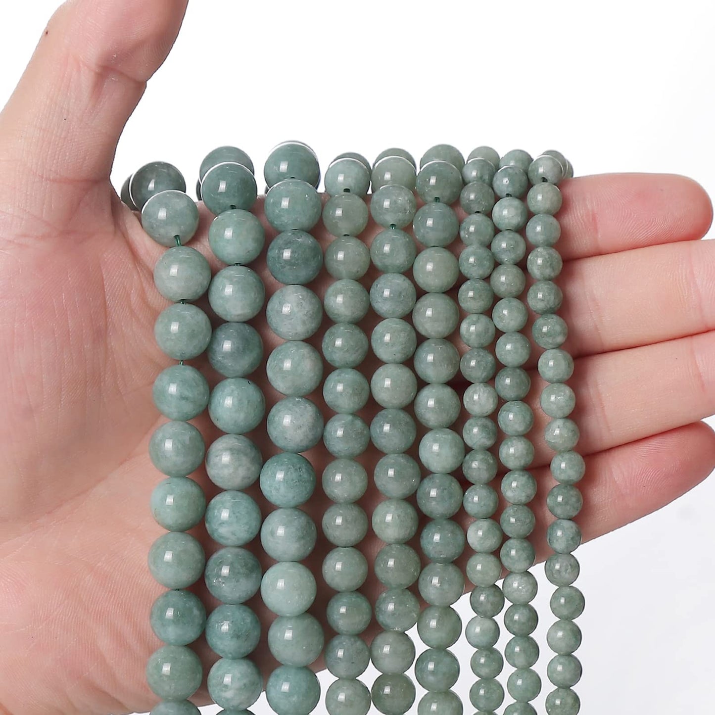35pcs 10mm Burmese Jade Loose Beads for Jewelry Making, Natural Semi Precious Beads Round Smooth Gemstone Spacer Beads Charms for Necklaces Bracelets