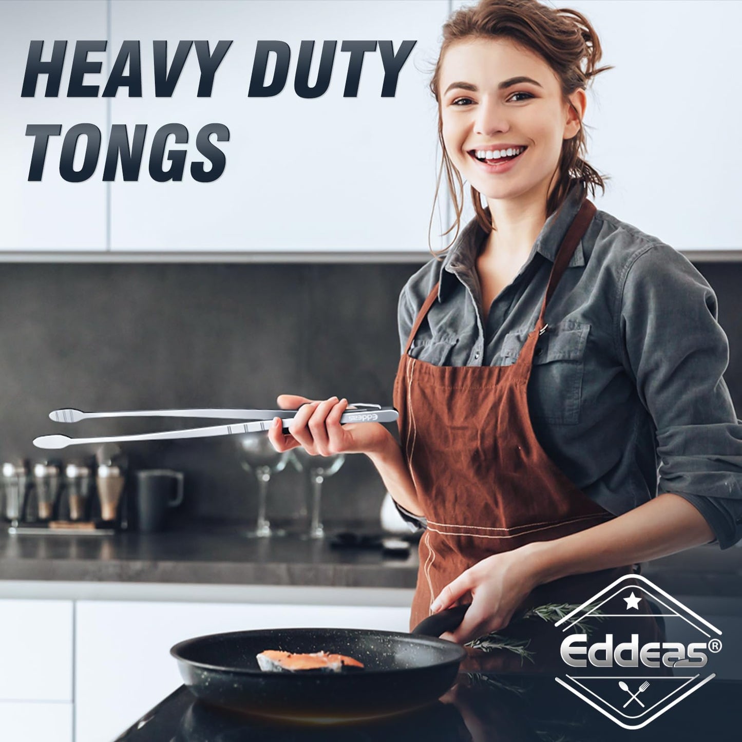 Eddeas Kitchen Tweezers Tongs, Cooking Tweezers Stainless Steel - 3 Size 12'' 10'' & 8 inch Ideal for Meat, pasta, plating and pinching delicate small pieces of food, Set of 3