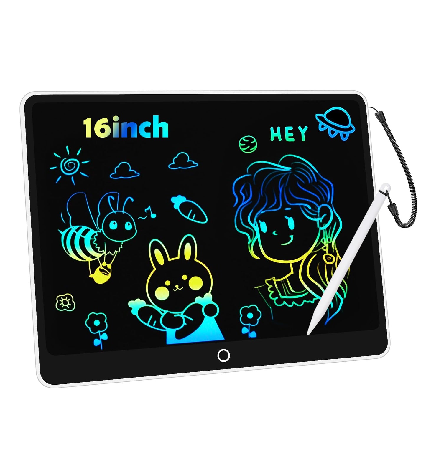 LCD Writing Tablet Doodle Board, 16inch Colorful Drawing Tablet Writing Pad, Kids Travel Essentials, Toddler Toys for 3 4 5 6 7 8 Year Old Girls Boys- Christmas and Birthday Gifts