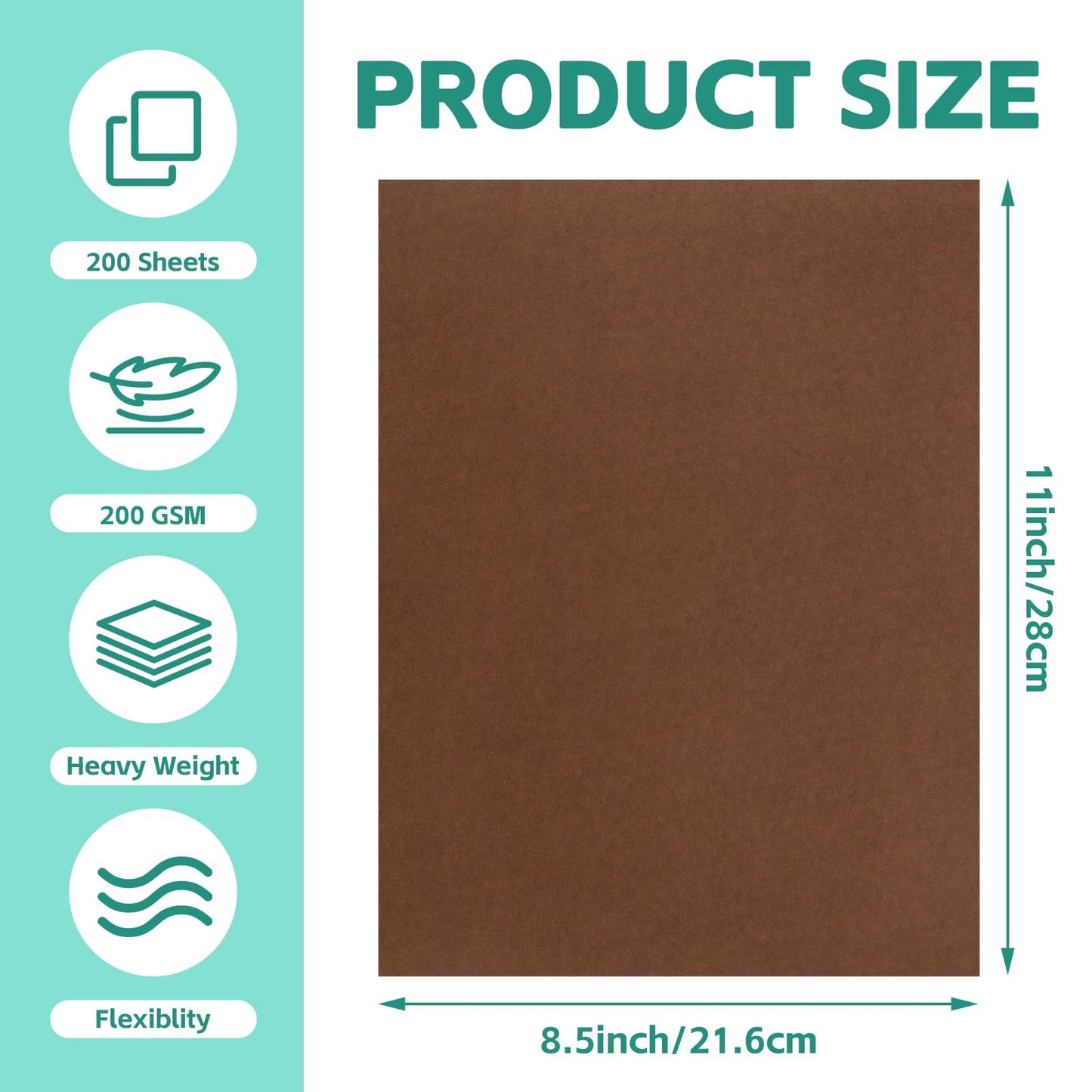 BIGNC 200 Sheets Coffee Brown Cardstocks 8.5 x 11 Inch Craft Paper, Thick Kraft Card Stock Paper for DIY Cards, Greeting Cards,Wedding Invitations, Birthday
