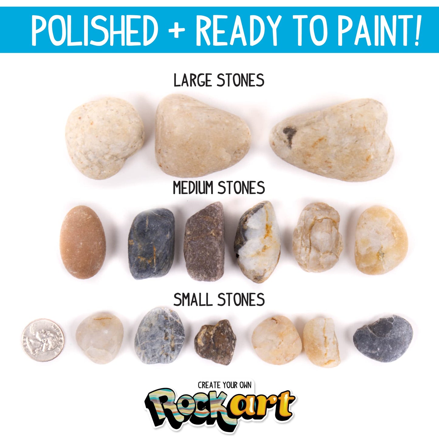 Made By Me Rock Art Kit, Rock Painting Arts and Crafts Kit, Includes 3 Pounds of Rocks and 12 Paints, Great Summer Activity or Birthday Party Fun, Perfect Outside Craft Idea for Kids Ages 6, 7, 8, 9