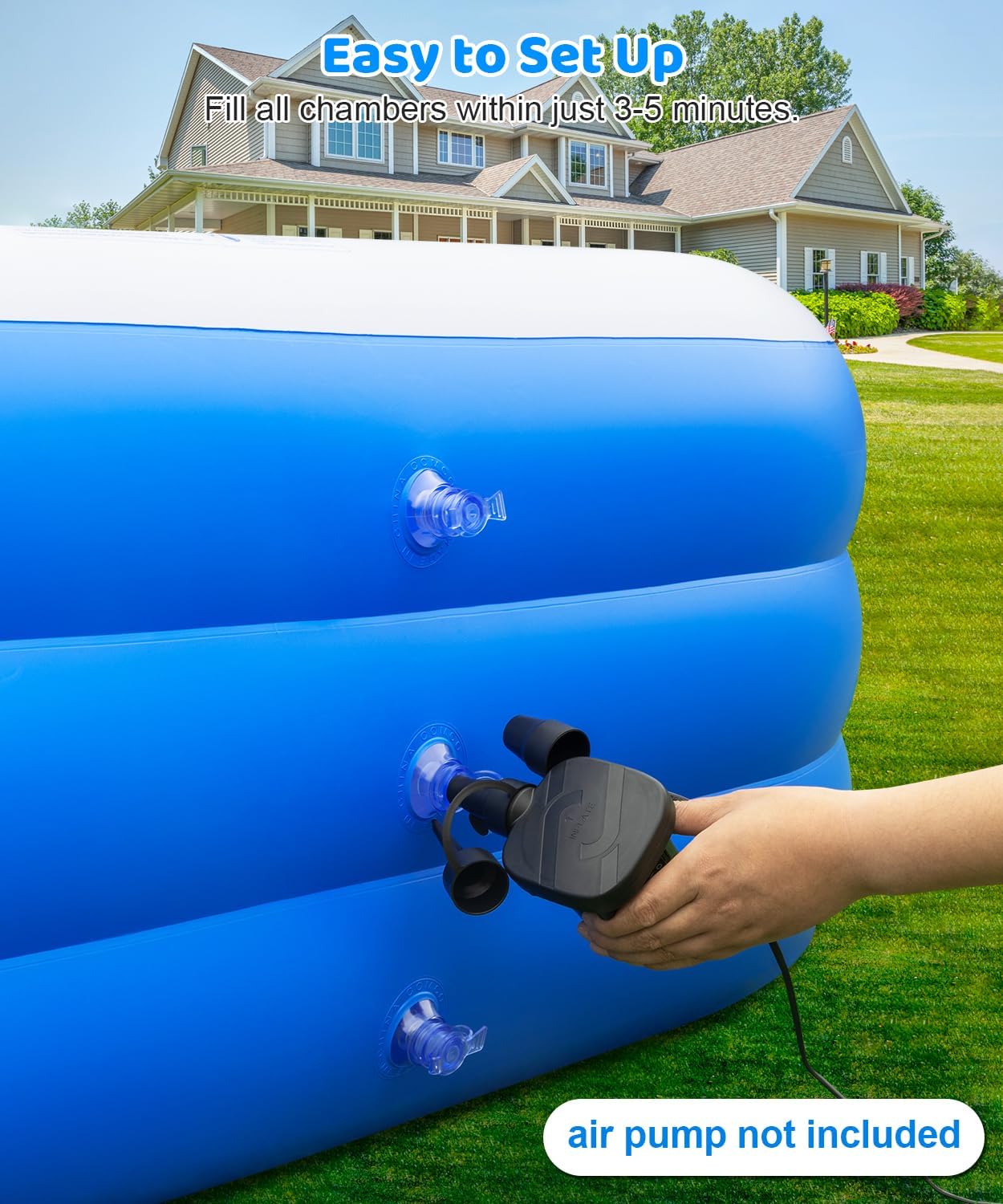 Extra Large Inflatable Swimming Pool - 145" X 74" X 22" Oversized Thickened Blow Up Pool for Kids and Adult, Kiddie Pool for Backyard, Easy Setup & Portable