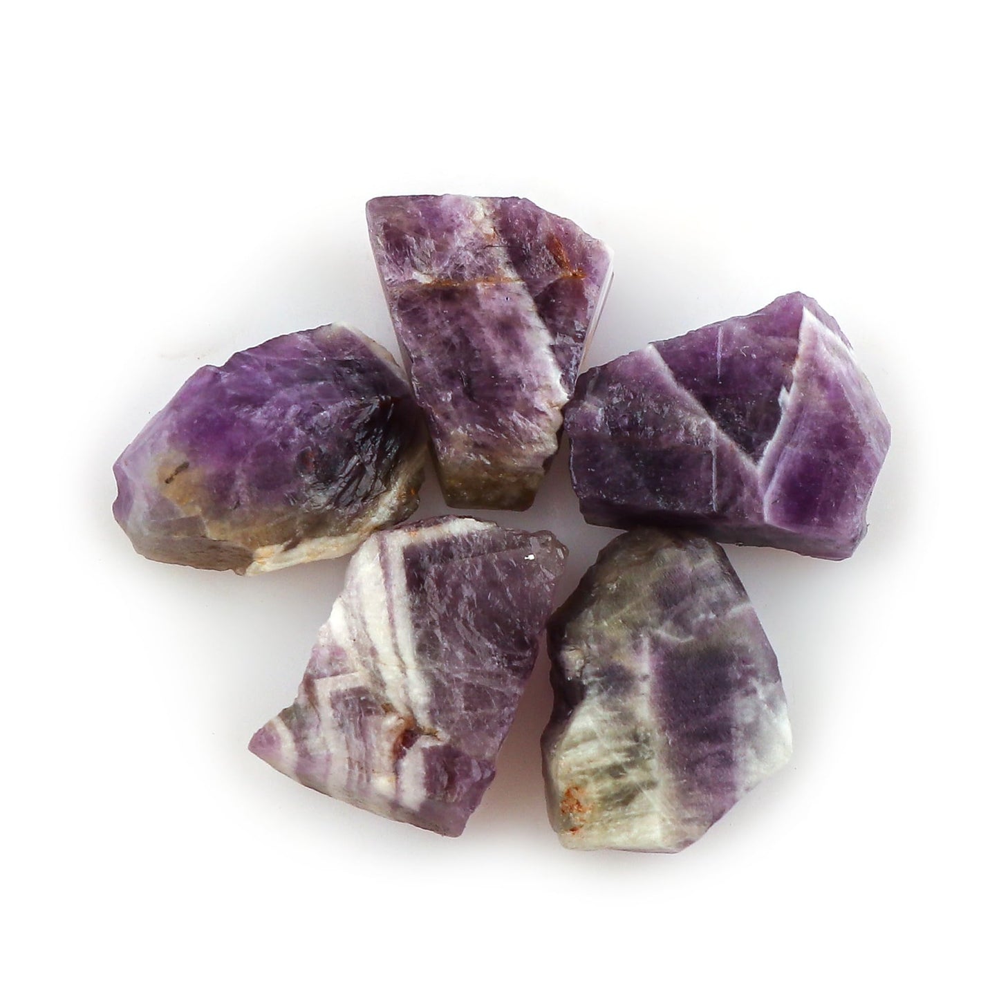 CRYSTALINES 5pcs Wholesale Natural Raw Chevron Amethyst Gemstone, Untreated Rough Stones, Bulk Loose Supplies, DIY Crafts, Jewelry Making, Healing Crystals, Birthstone, Gem Collection, AAA Grade
