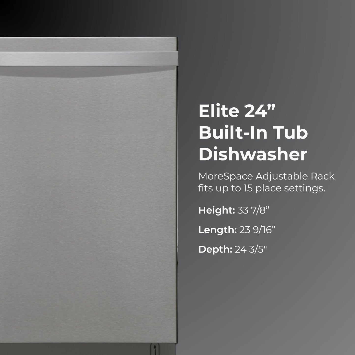 Kenmore Elite 24" Built-In Dishwasher - UltraWash Plus, TurboDry, QuietWash, SmartWash, TurboFlex Third Rack & Reach-Thru Handle - 15 Place Settings - 42 DBA - ENERGY STAR Certified - Stainless Steel