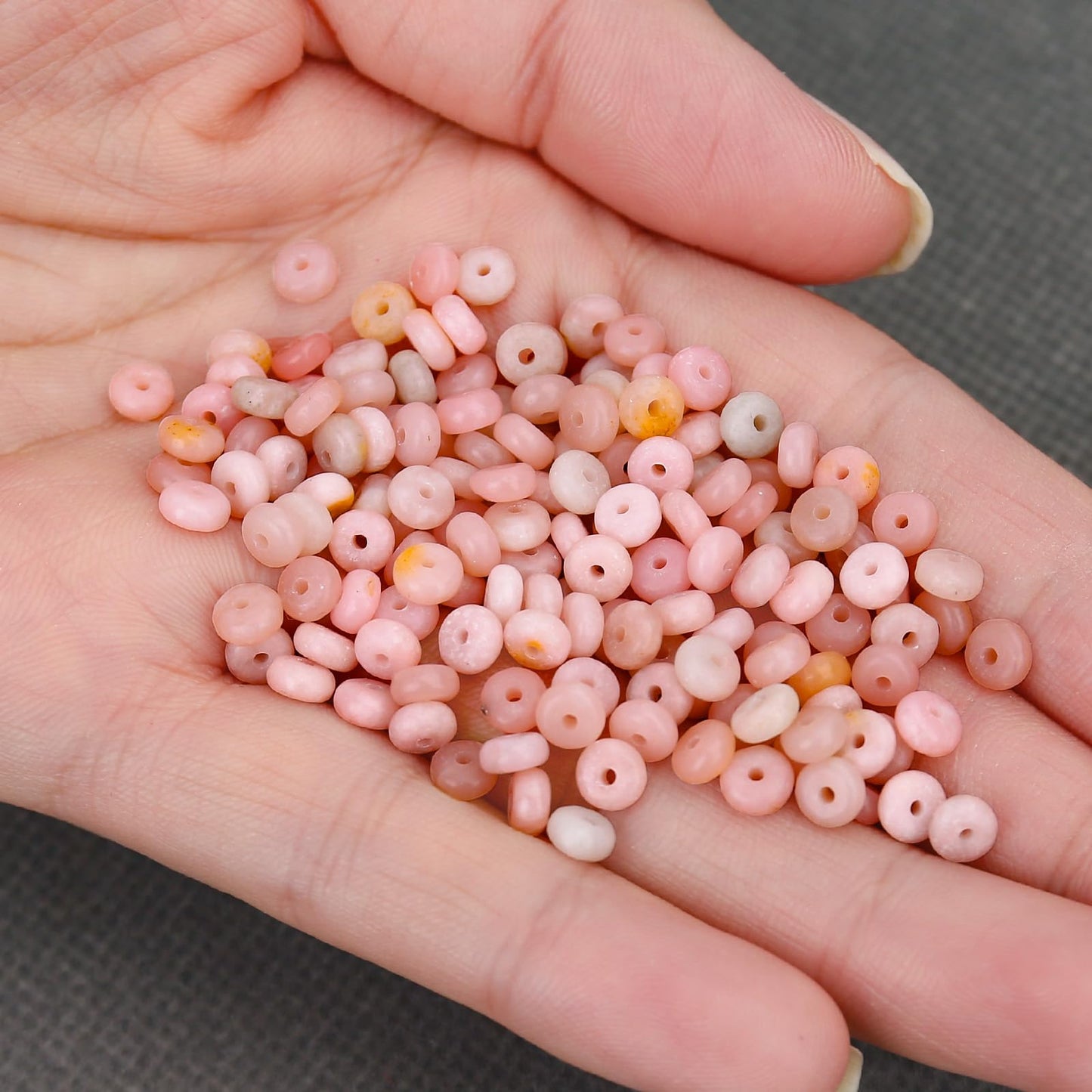 BONNY BOXX 1 Strand (150PCs) Natural 2 * 4mm Pink Opal Rondelle Beads, Natural Abacus Disk Stone Beads Loose Spacer Gemstone for DIY Bracelet Necklace Jewelry Making
