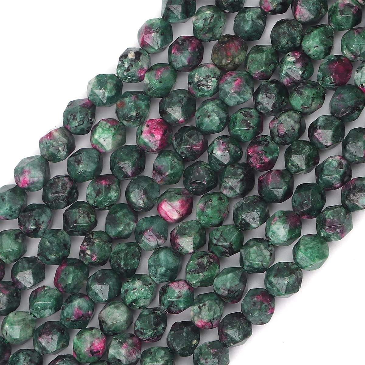 BEADIA Faceted Natural Zoisite Stone Round Beads 6mm 36cm/Strand for Jewelry Making