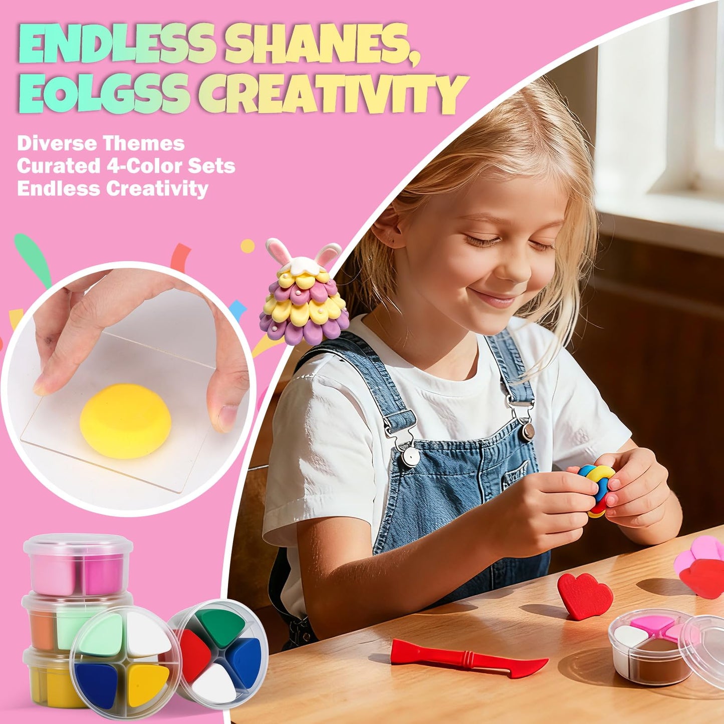 Air Dry Clay Kit for Kids | 12 Pack with 4 Colors & 12 Sculpting Guides | Non-Toxic, Easy to Use Creative Gift for Ages 3+ | Holiday Gifts, Birthday Gifts, Party Favors & Craft Supplies