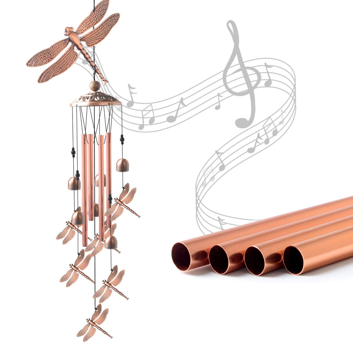 Dragonfly Wind Chimes, windchimes Outdoor, Garden Decor, Garden Gifts, Gifts for mom,Memorial Wind-Chimes Copper windchimes Indoor/Outdoor Waterproof