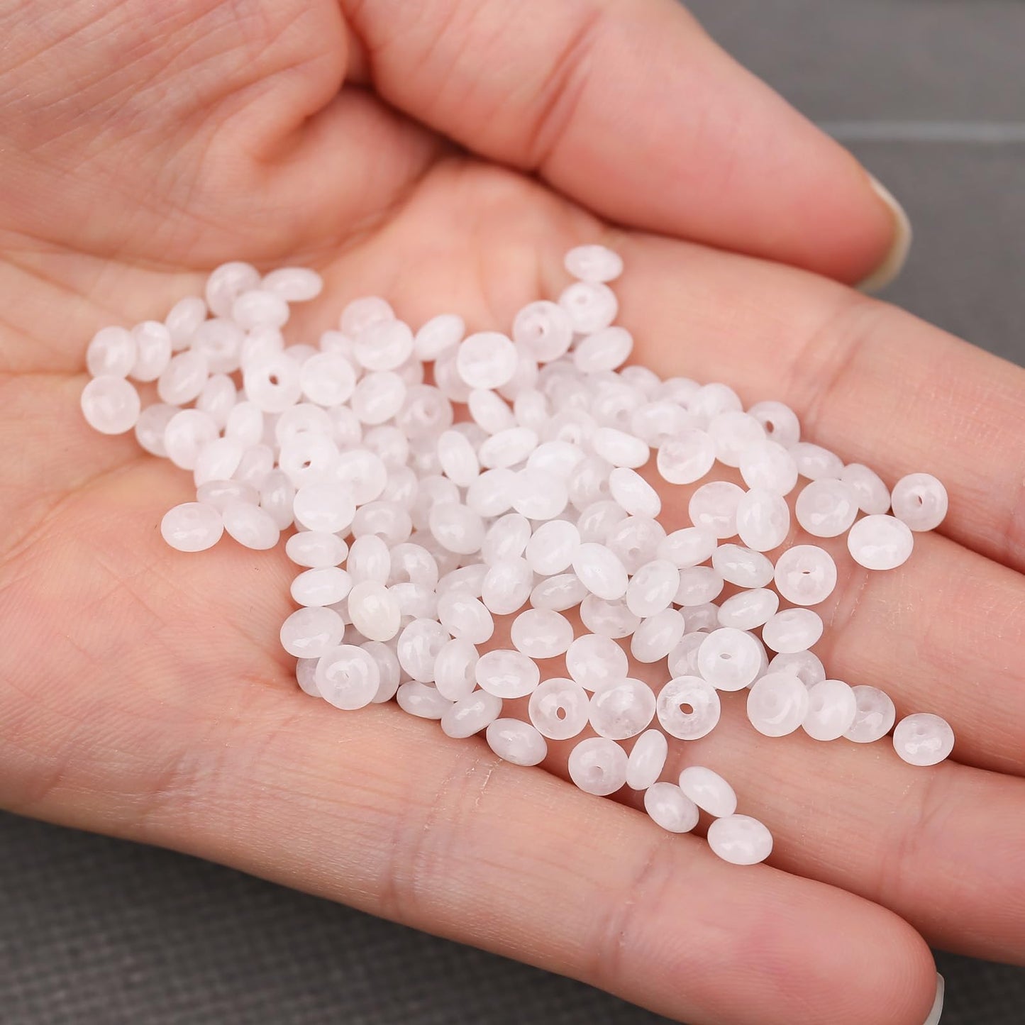 BONNY BOXX 1 Strand (150PCs) Natural 2 * 4mm White Jade Rondelle Beads, Natural Abacus Disk Stone Beads Loose Spacer Gemstone for DIY Bracelet Necklace Jewelry Making