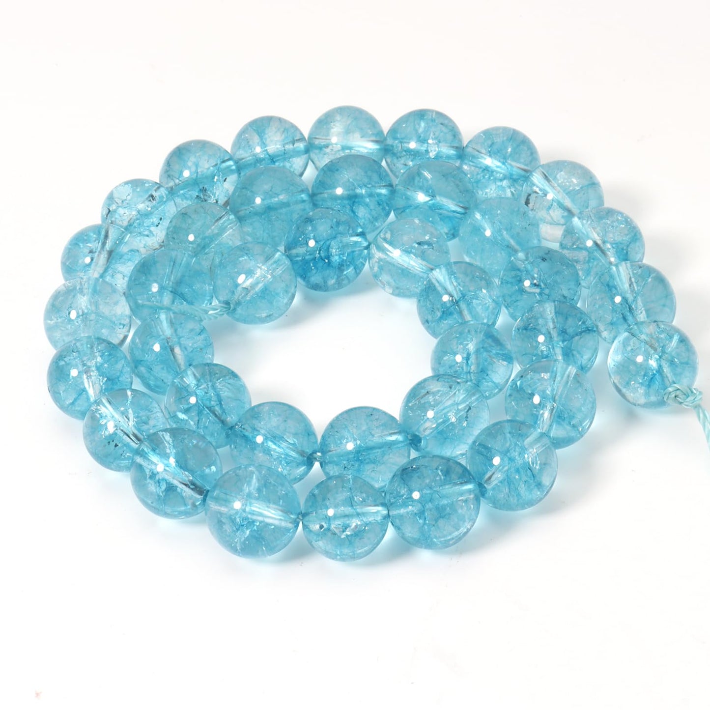 Siomia 45pcs 8mm Natural Blue Topaz Gemstone Beads Energy Healing Crystal Round Loose Stone Beads for Jewelry Making, DIY Bracelets Necklaces