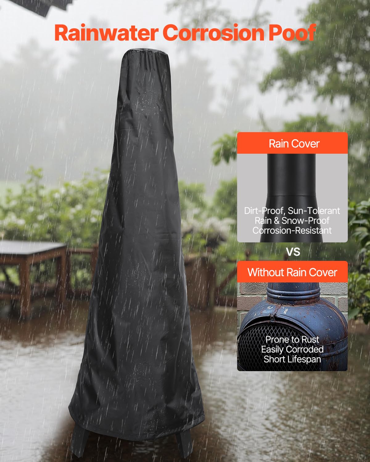 VEVOR Chiminea, 20 Inch Outdoor Wood Burning Firepit, Conical Fireplace for BBQ & Warming, Outside Wooden Fire Pit with Grill Mesh, Chimney Coat & Rustproof Chiminea Lid, for Patio, Garden, Backyard