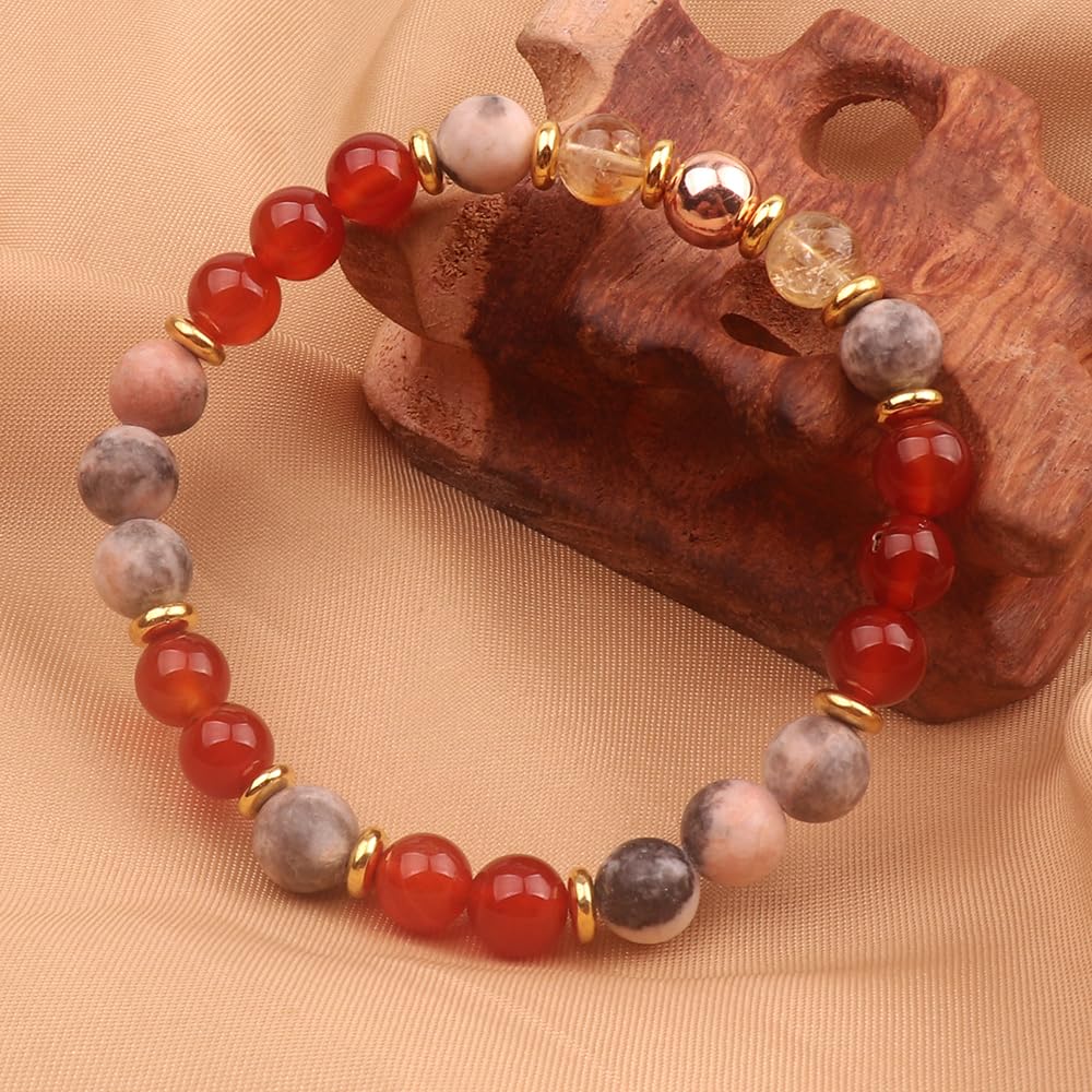 KSQS Healing Stone Bead Bracelet for Women, Natural Gemstones Balance Protection Bracelet, Spiritual Crystal Beads Bracelet Anxiety Relief with Meaning Card(#39)