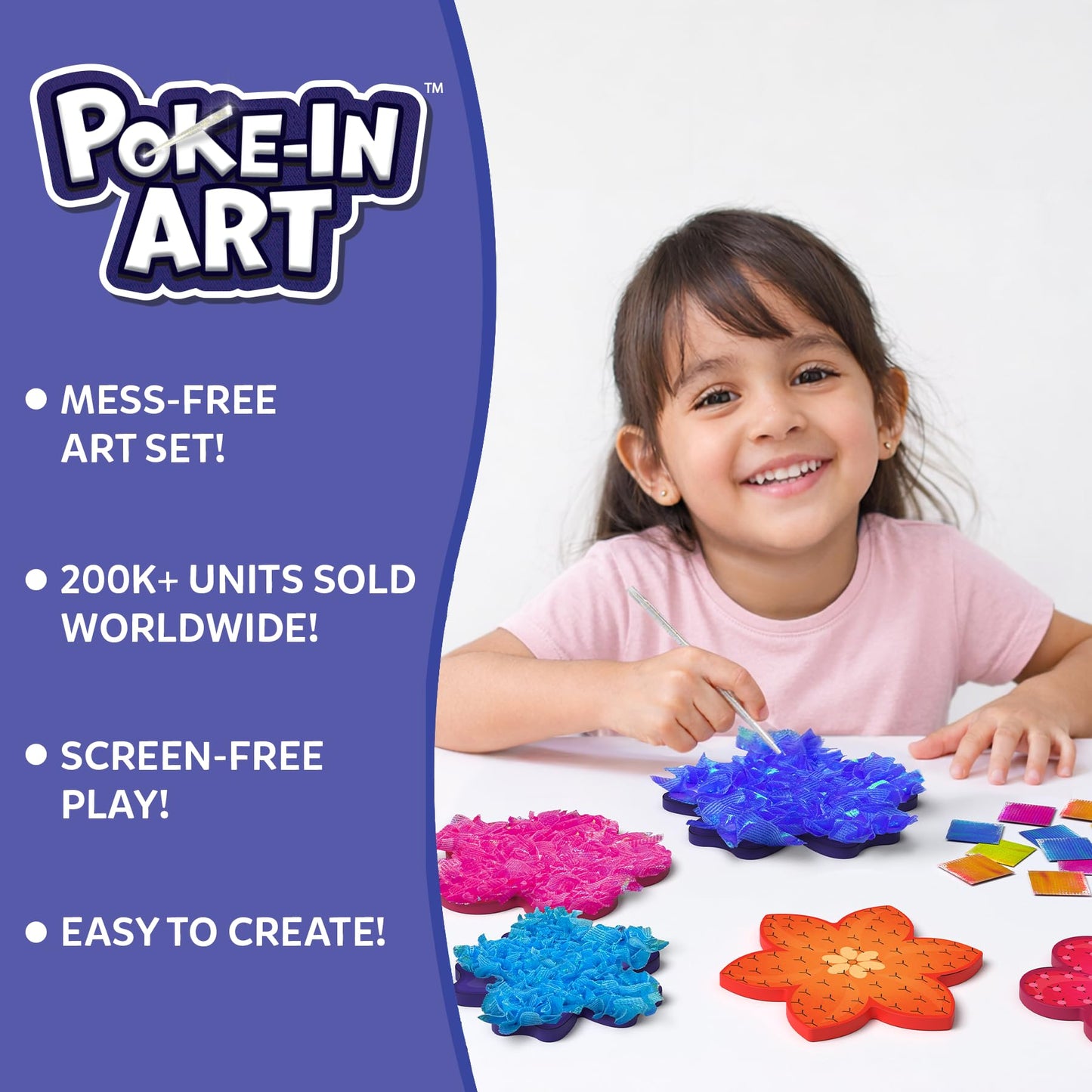 Skillmatics Poke-in Art - Flower Bouquet, DIY Wood Craft Kit, Mess-Free Creative Play for Girls and Boys Ages 4, 5, 6, 7, 8, 9, Fine Motor Skills, Screen-Free Fun