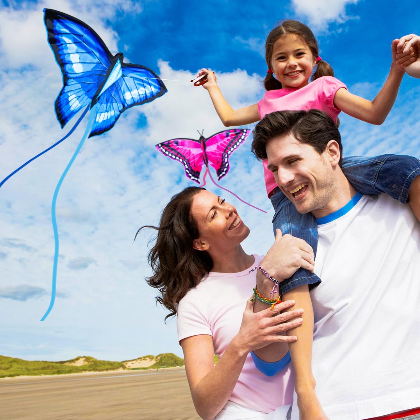 TOY Life 2 Pack Kites for Kids Ages 4-8 8-12, Large Butterfly Kites for Adults and Toddlers Age 3-5, Outdoor Toy Games Beach Kite Easy to Fly for Girls Boys
