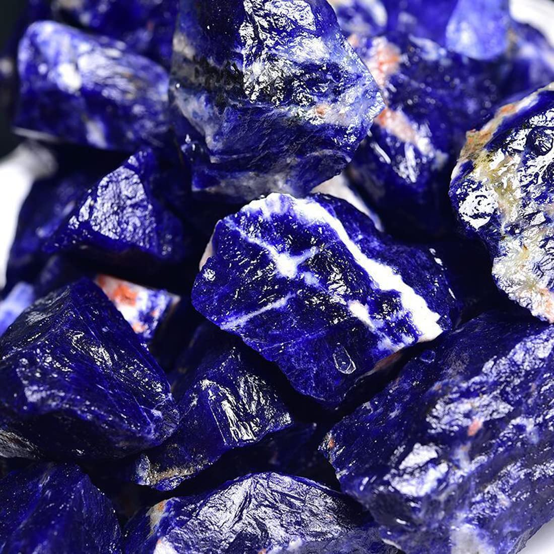 Sodalite Raw Crystals, Large 1.25-2.0" Healing Crystals Natural Rough Stones Crystal for Tumbling, Cabbing, Fountain Rocks, Decoration, Polishing, Wire Wrapping, Wicca & Reiki