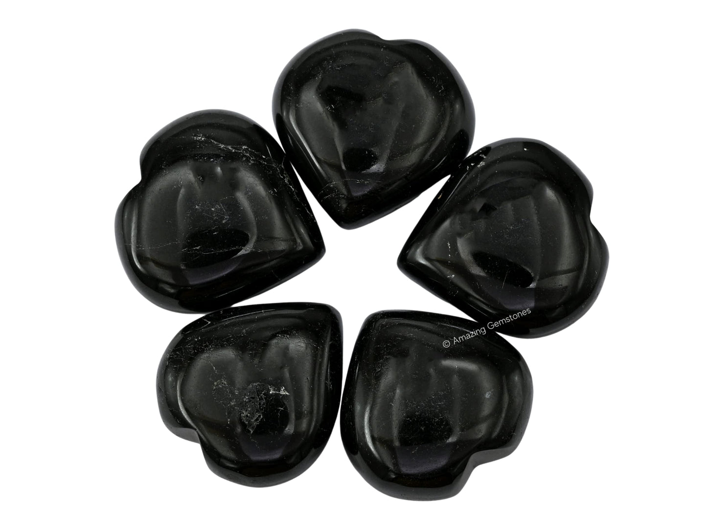 Amazing Gemstone Natural Black Tourmaline Crystal Heart Palm Stone - Pocket Massage Worry Stone for Natural Body Chakra Balancing, Reiki Healing and Crystal Grid