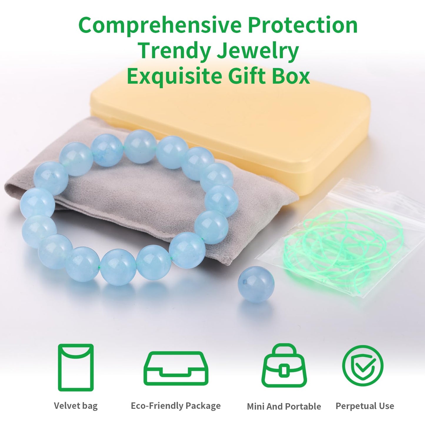 Handmade Natural Jade Beaded Bracelet for Women & Men – Genuine Green/White Jade Gemstone Stretch Bracelet – Lucky Energy Healing Jewelry Gift for Peace, Prosperity & Protection SB