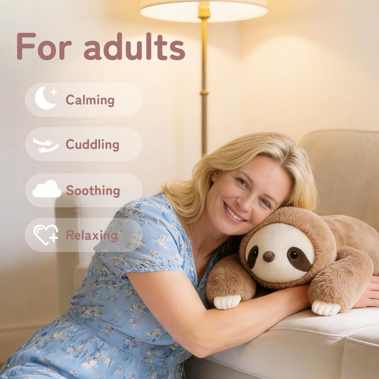 Niuniu Daddy 20" | 3.3 Pound Weighted Sloth Stuffed Animal Plushie for Adults & Kids, Large Weighted Lap Pillow for Comfort, Soft Sensory Stuffy Toy as Gift for Holidays
