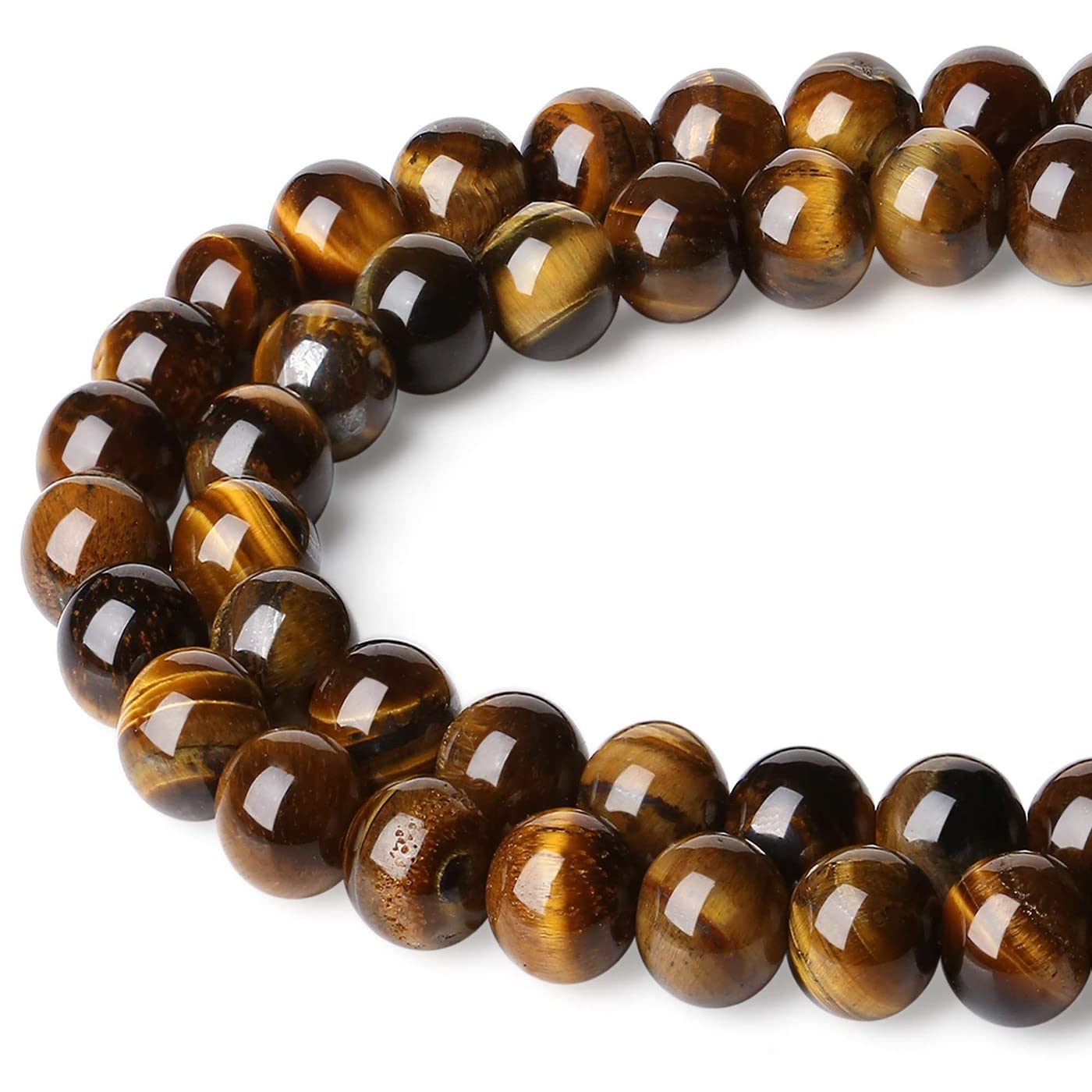 LAIDANLA Tiger Eye 8mm Natural Stone Beads Round Loose Gemstone Stone Beads for DIY Bracelet Necklace Earrings Jewelry Making Polishing Genuine Real Beading 96PCS 2 Strand 32"
