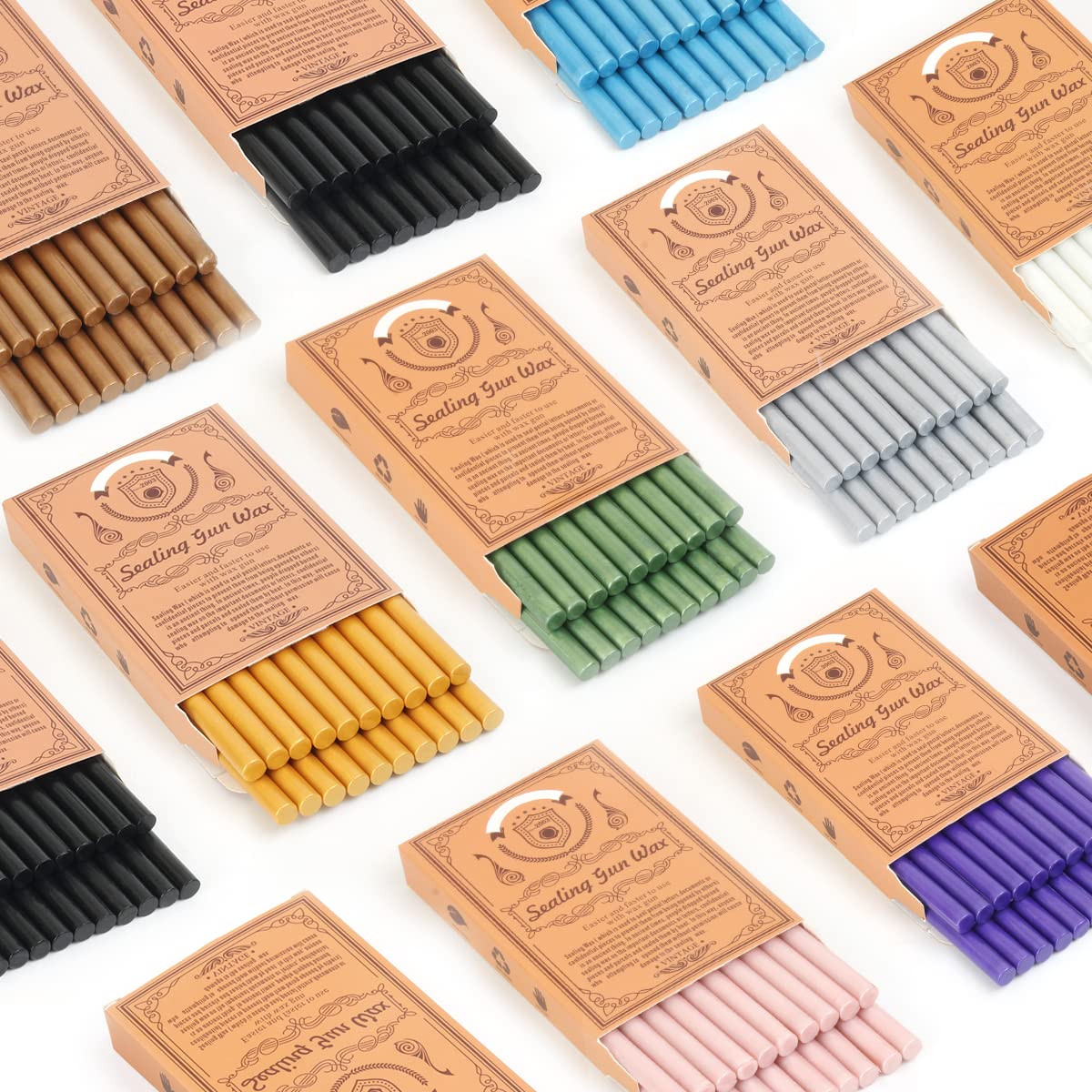 Wax Seal Kit, Wasole 40Pcs Gold Sealing Wax Sticks with Glue Gun + 2Pcs Marker Pens for Wax Seal Stamp, Great for Wedding Invitations, Birthday Cards, Envelopes, Gift Wrapping (Gold)