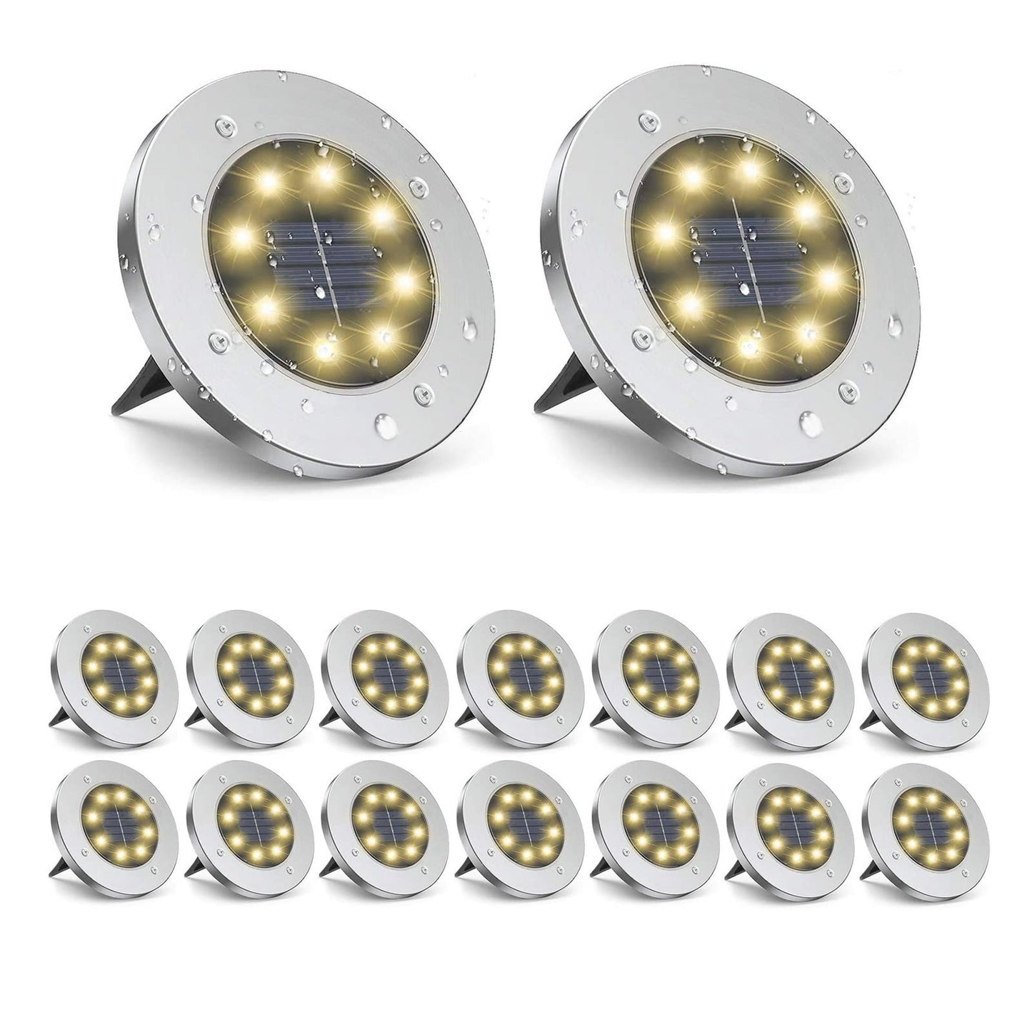 ZGWJ Solar Ground Lights,16 Pack Waterproof Solar Garden Lights, Upgraded Outdoor Garden Waterproof Bright in-Ground Lighting, Landscape Lighting for Pathway,Yard,Deck,Lawn,Patio,Walkway Warm White